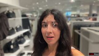 Risky Fitting Room Sex and Public Cumwalk in a Clothing Store Full of People