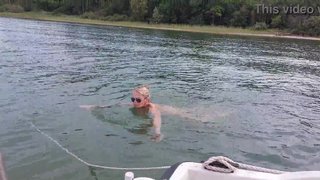 Sexy Granny Swims Naked in a Lake!