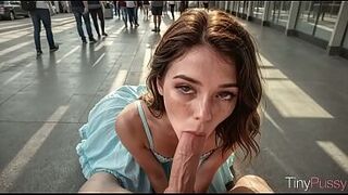 A skinny bitch, without any embarrassment, asked to be fucked in public at the airport [AI]