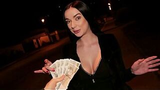 Busty Brunette in Black Lingerie Takes It Doggystyle for Cash
