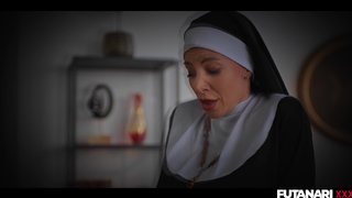 Futa Nuns - Eden Ivy & Nathaly Cherie Anal Creampie