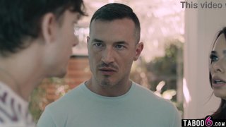Stepuncle his MILF wife cuckold DP threesome in their kitchen