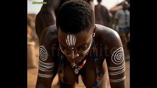 African afro black ebony nigerian naija teen village sexy curvy dark skin babe raw banged in market public scene raw, no condom by a local young trader by blowjob aka bj, missionary sex [AI Generated]