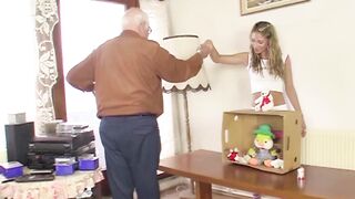 Grandpa Mireck bangs cute 18yo girl Rachel Evans