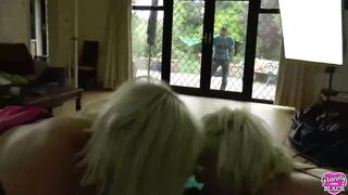 GRANNYLOVESBLACK - Lacey and her lover Tallulah are getting it on when they notice a strange guy spying on them