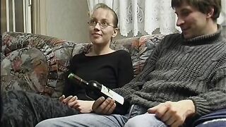 Young Couple in the 90s fucked on the Couch