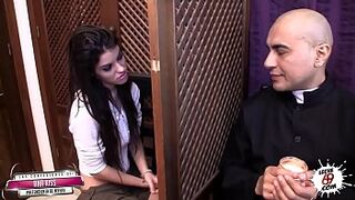 Hot and shameful band-aid fucks her sinful parishioner