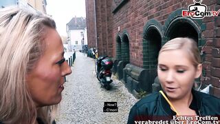 German Milf with big tits picks up a Teen for lesbian sex