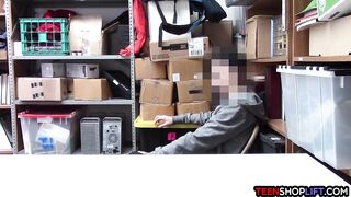 Female mall cop MILF blackmails a young guy into sex