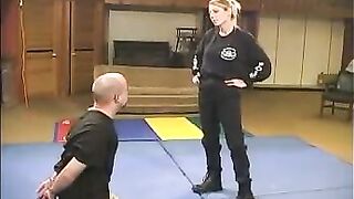 Blonde Feminist Girl destroys Guy
