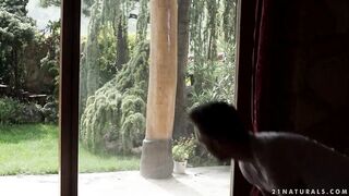 Cherry Kiss takes hot anal ride in the garden