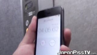 Japanese amateur drenches staircase after pissing