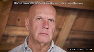 Little teen gets horny when he sees grandpa cleaning
