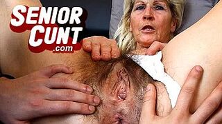 Old vagina spreading and dildo-fucking with fat older woman Eva