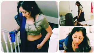 Hindi dirty old man blowjob cum swallow - saree deepthroat cumshot
