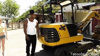 Black stepdad fucked stepdaughter outdoor