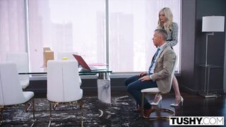 TUSHY She finally has a reason to be gaped at work