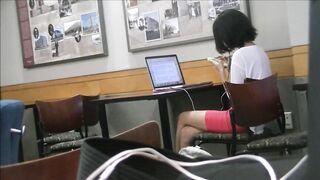Two leggy Chinese college girls at orientation