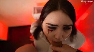 He caught up with her and fucked her in the mouth