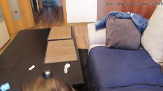 18 yo babe with big tits Amalia Devis blowjob with huge CUMSHOT in her EYE!