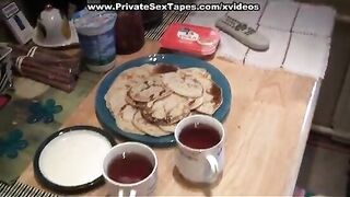 Young couple fucking hard at home in all holes