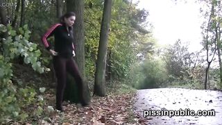 Desperate girls must pee in public park but get caught on camera