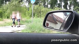 Desperate girls must pee in public park but get caught on camera