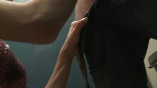 Seductive 18-year-old stepsister gets fucked in restroom
