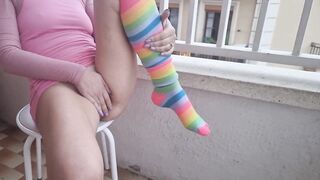 Nude on the public balcony – Squirting Orgasms and Female Ejaculation