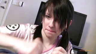Innocent teen loves getting cum on her face