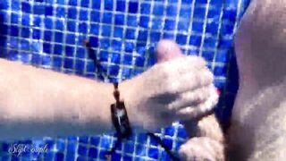 Big tits slut gives perfect handjob in hotel pool - risky :P