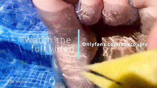 Big tits slut gives perfect handjob in hotel pool - risky :P