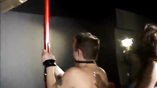 Ebony Dominatrix Nyomi Banxxx butt slaps and demands boot worship from white sub
