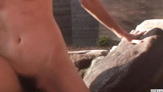 Uncensored Japanese amateur orgy in outdoor bathhouse