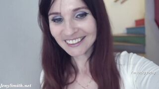 Beautiful Jeny Smith pranks the reception. Teasing and having fun. Tits, Butt and mini skirt