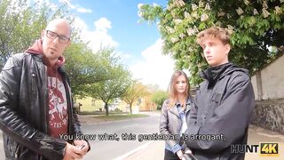 HUNT4K. Hunter financially helps couple by fucking boy’s GF