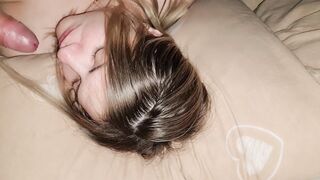 An unfaithful husband touches his stepdaughter, imperceptibly jerks off a dick while her mom is resting right next door