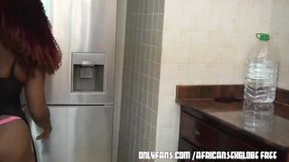 Ebony ass housewife neglected by her husband seduces her cook