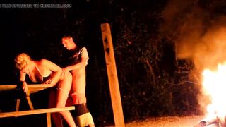 Fucking Next to the Outdoor Bonfire at Night