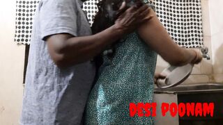 desi Poonam fucked hard by boss while working in the kitchen