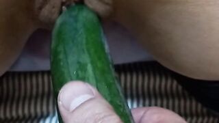 This slut deserves to have everything put into her, starting with a big cucumber