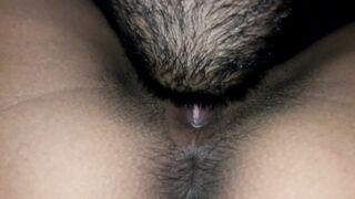Closeup Desi pussy licking video, he ate all the cum