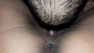 Closeup Desi pussy licking video, he ate all the cum