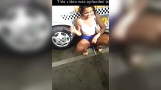 Spanish women accidentally pees while talking