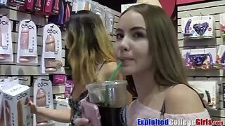 Coeds Naomi and Bonnie share casting cock and toys 3way