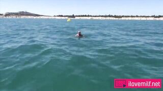 Hot brune MILF gang bang on a boat
