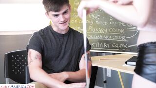 Super hot and slutty redhead Jane Rogers fucks in the classroom
