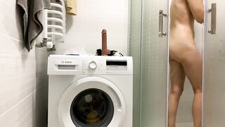 Russian teen masturbating with dildo in the bathroom