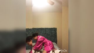 Young Lightskin Ebony Rides Her Pillow Til She Cums HARD