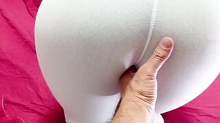 Julia Carioca in White Legging pissed herself all over